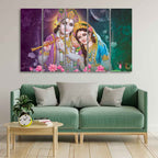 VIBECRAFTS 5 Pieces Shree Radha Krishna Canvas Wall Painting For Home | Office | Living Room | Gift (PTVC5Pcs4_8560)