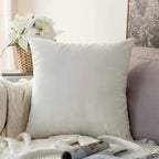 Khooti Velvet Cushion Cover, 16x16 | Pure White | Pack of 1 | Solid Plain Soft & Smooth, Decorative Cushion Covers for Living Room, Bedroom, Couches, Chairs, Sofas, Beds & Home Decor