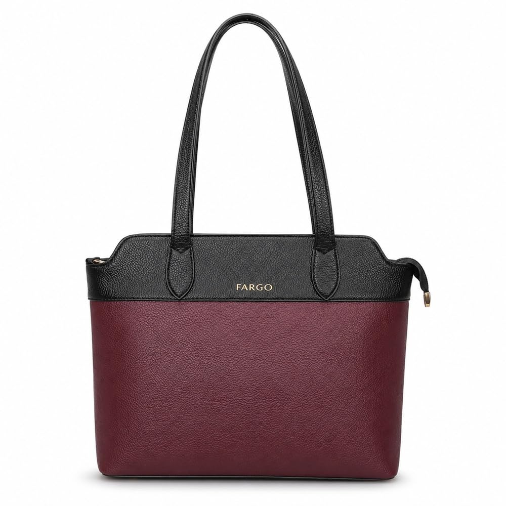 Fargo Aura Tote Bag for Women | Vegan Leather Handbag with 15-Inch Laptop Compartment, Smooth Zip | Stylish Office, College & Daily Use Tote | Made in India