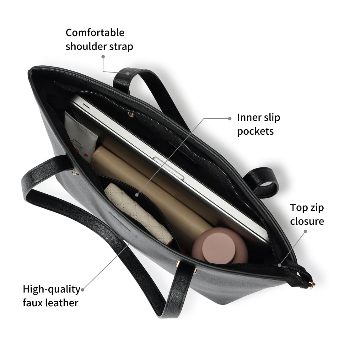 Fastrack PowerCarry Tote for Women| Semi-PU Faux Leather Tote with Zip Closure & Comfy Strap | Spacious 15.12L Handbag for Office, College, or Casual Outings