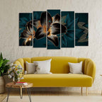 VIBECRAFTS Beautiful Lilies Flowers Canvas Wall Painting Set of Five Pieces For Home|Office|Living Room|Gift (PTVC5Pcs2_6594)