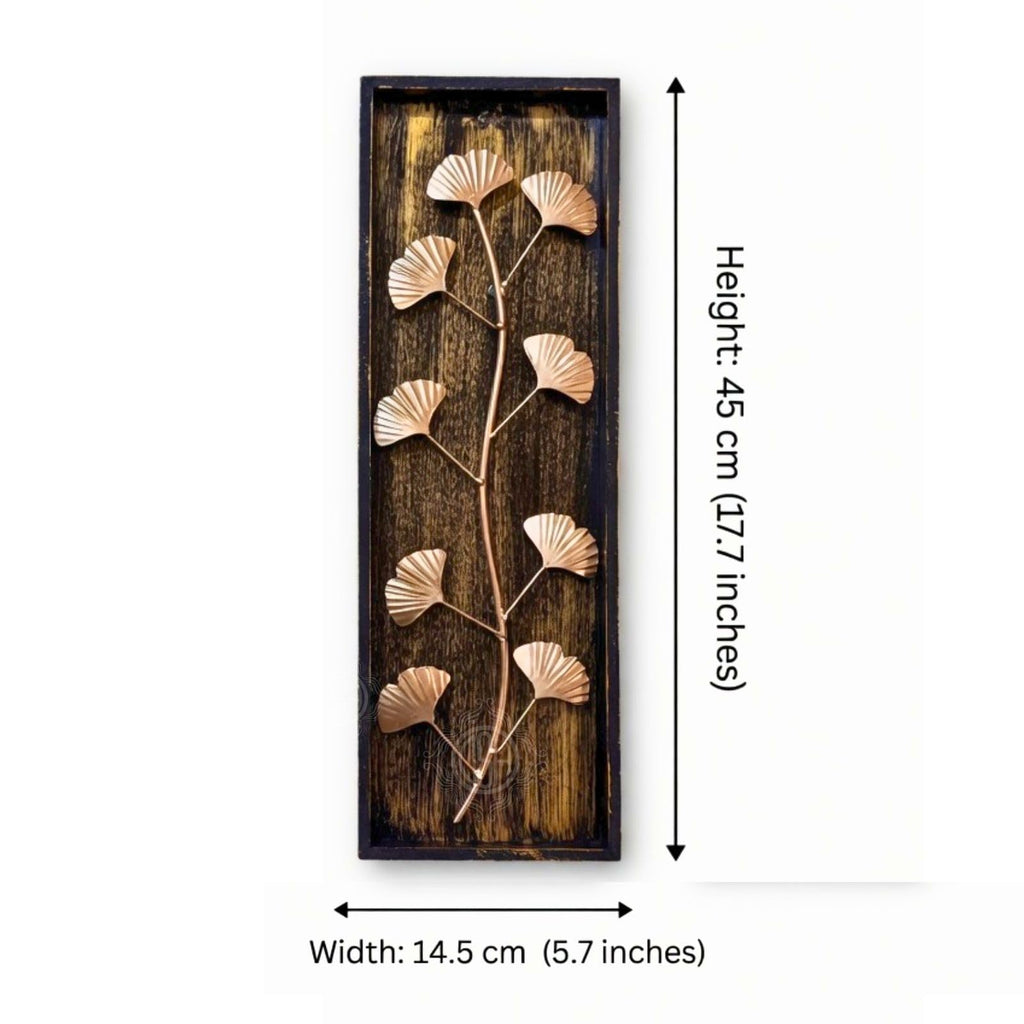 DSH Leaf Wall Art Panels Modern Rustic Home Décor Wall Hanging Sculpture for Living Room, Bedroom & Office (45X15 CM) Decoration Item (Ginkgo Leaf, 1 Frame)