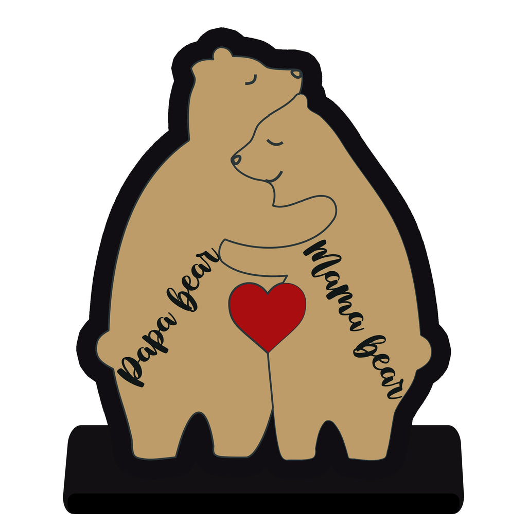 Indianara Wooden Papa Bear, Mamma Bear Table Decor, Office Table Showpiece, Home Decoration, Living Room Decor, Modern Gifting Item