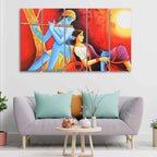 VIBECRAFTS Divine Radha Krishna 5 Pieces Canvas Wall Painting For Home | Office | Living Room | Gift (PTVC5Pcs4_8559)