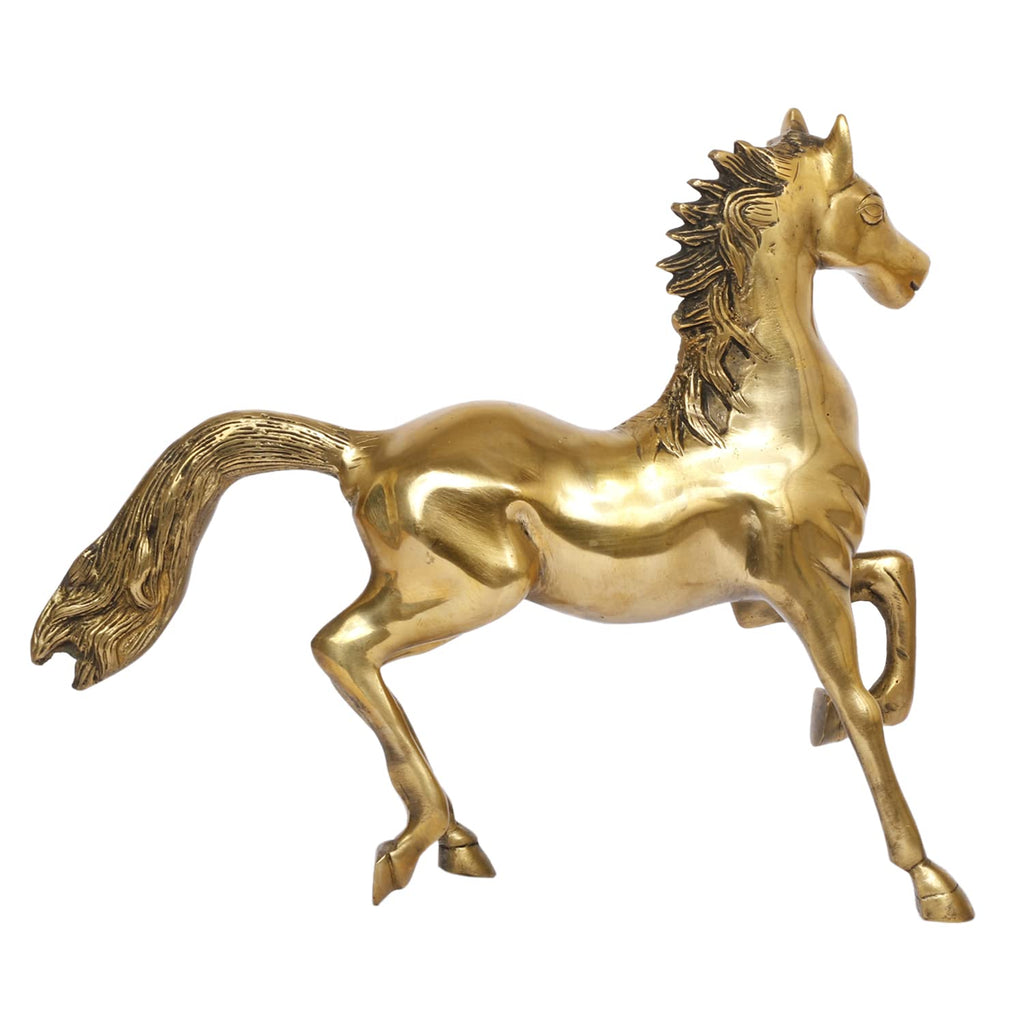 Artavrko Brass Running Horse Showpiece Statues Home Decor Good Luck for Success and Prosperity | Table | Office (12 Inches Gold)