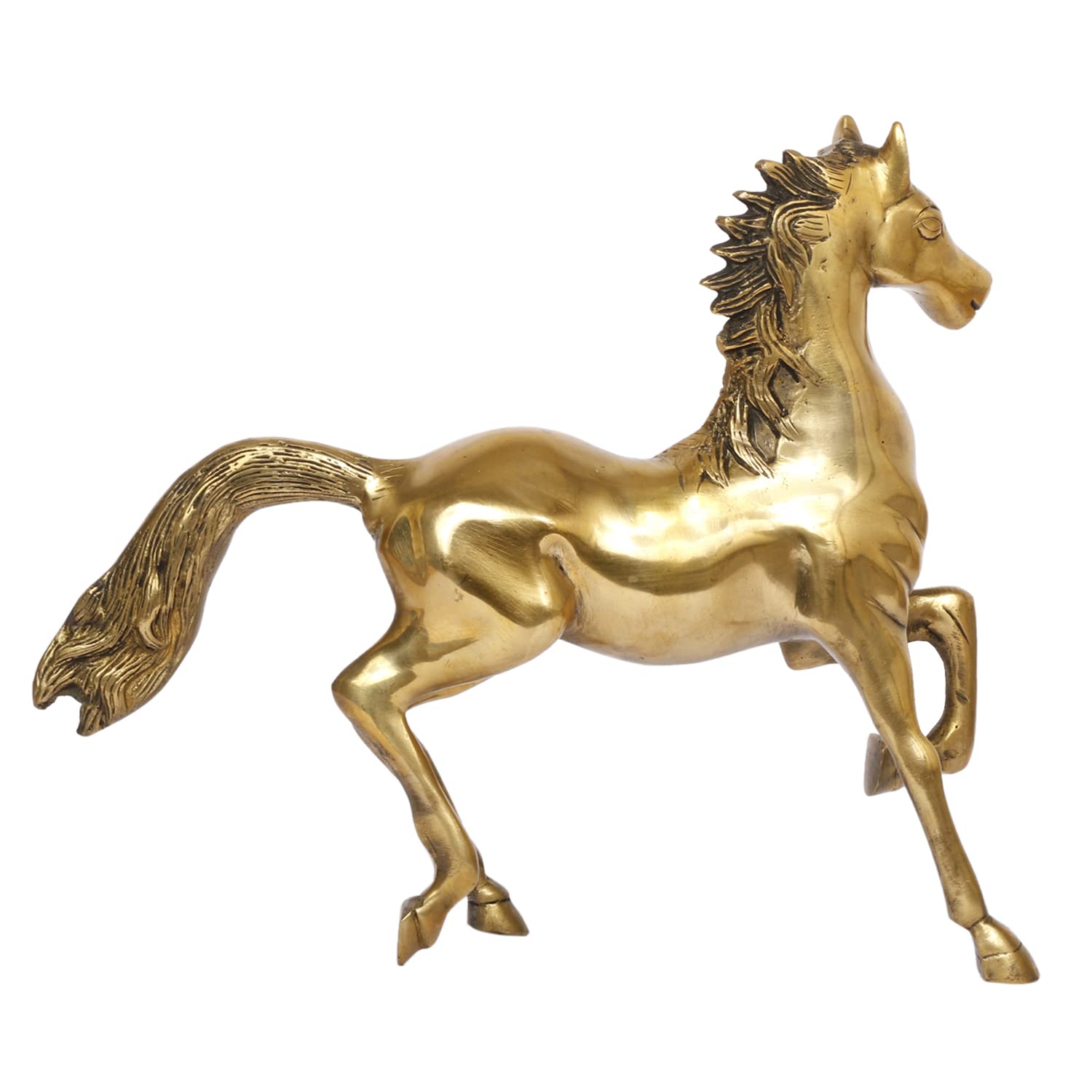 Artavrko Brass Running Horse Showpiece Statues Home Decor Good Luck for Success and Prosperity | Table | Office (12 Inches Gold)