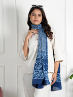 RAI SAHAB Women's Cotton Hand Block Printed Casual Stoles/Scarf(ST-78BLUE10)