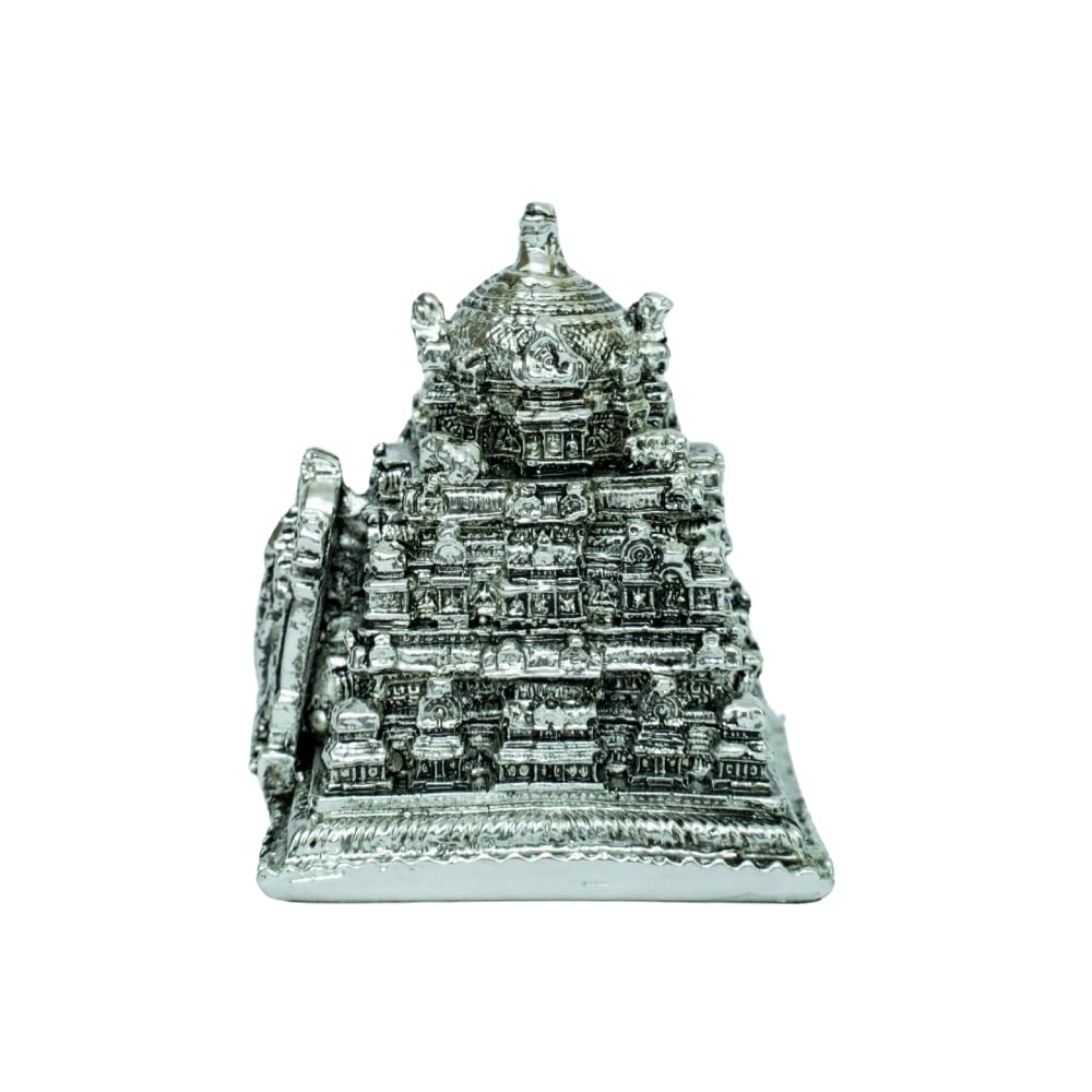 Aarya24KT Silver-Plated Balaji Temple | Divine Idol for Peace, Prosperity, Positive Energy & Success | Tirupati Balaji Temple for Home, Office, Business, Gifting & Pooja Room | 5.5cm x 4cm x 7.5cm