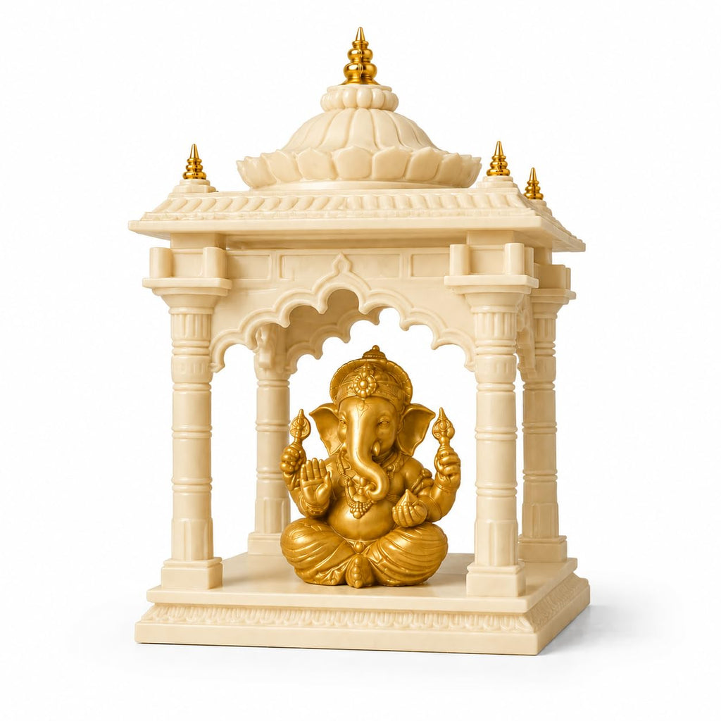 Premium Ganesh Mandir for Home | 3D Printed Temple with Idol (Ivory, Extra Large)