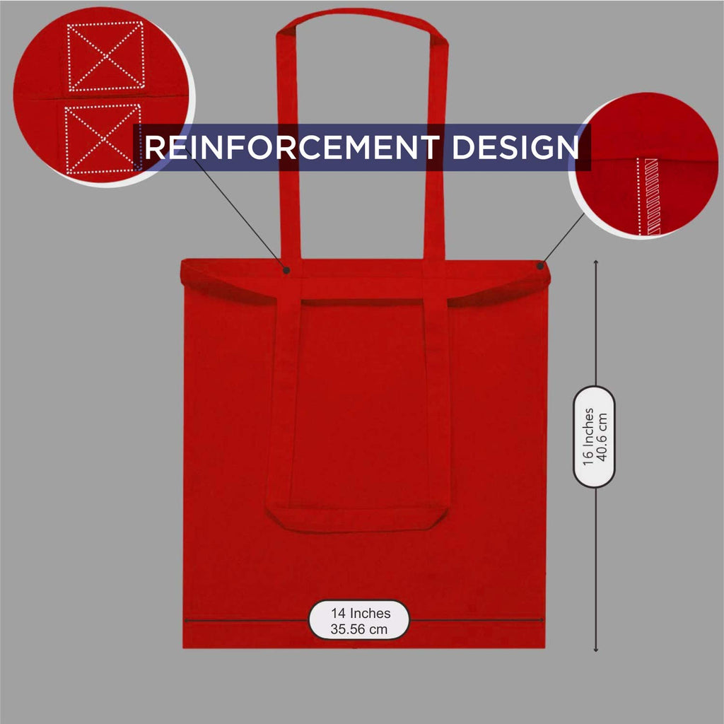 Lify Cotton Canvas Tote Unisex Shopping Bags Shopping Bag for Crafts, Heavy Duty, Washable, Eco-Friendly Canvas Multipurpose Grocery Bag Reusable Grocery Bag - Red 3 Piece, Blue 3 Piece x (Pack of 6)