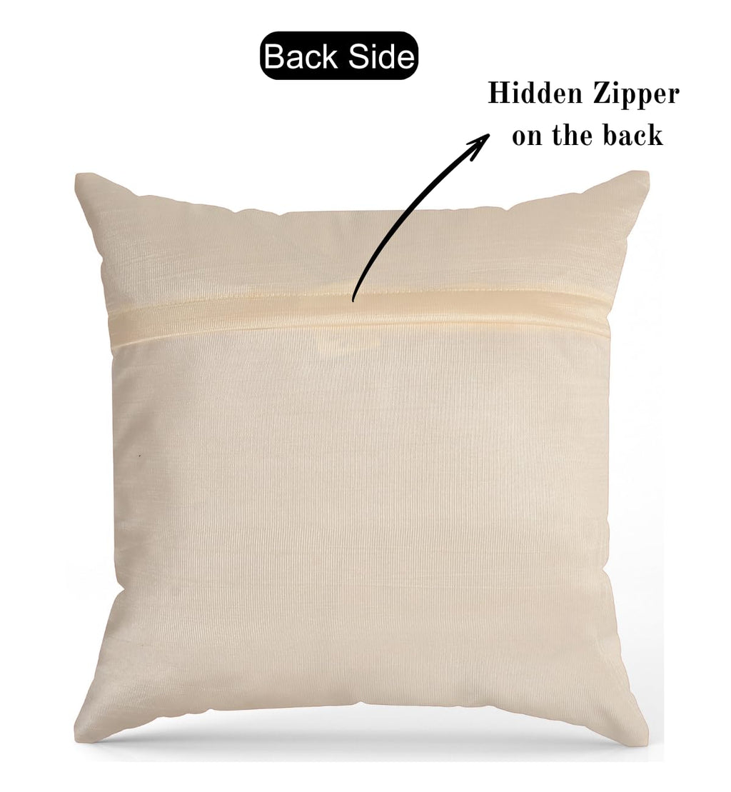 Stuffique Velvet Foil Cushion Covers 20 inch x 20 inch Set of 2, Cream