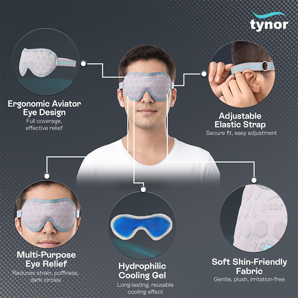 YAKVYA Eye Mask with Ice Pack Sleeping Mask for Travelling, Super Smooth Sleep Mask & Blind Fold, Night Sleeping Eye Mask Slip Eye black Cotton Cover Soft Travel Masks