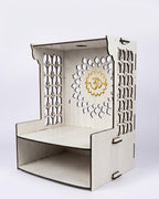 GOJEEVA KRAFT Beautiful White Wooden Pooja Stand for Home, Temple, Office, Wall Mounted Puja Mandir with LED Spot Light Size (L- 29 CM, W- 25 CM, H - 37.5 CM)