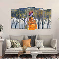 VIBECRAFTS Radhe Krishna Canvas Wall Painting of Five Pieces For Home|Office|Living Room|Gift (PTVC5Pcs2_6633)