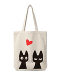 aurora trading Premium Cotton Tote Bag (380 GSM) - Cute Minimalist Love Cats Design. Durable and stylish for everyday essentials.