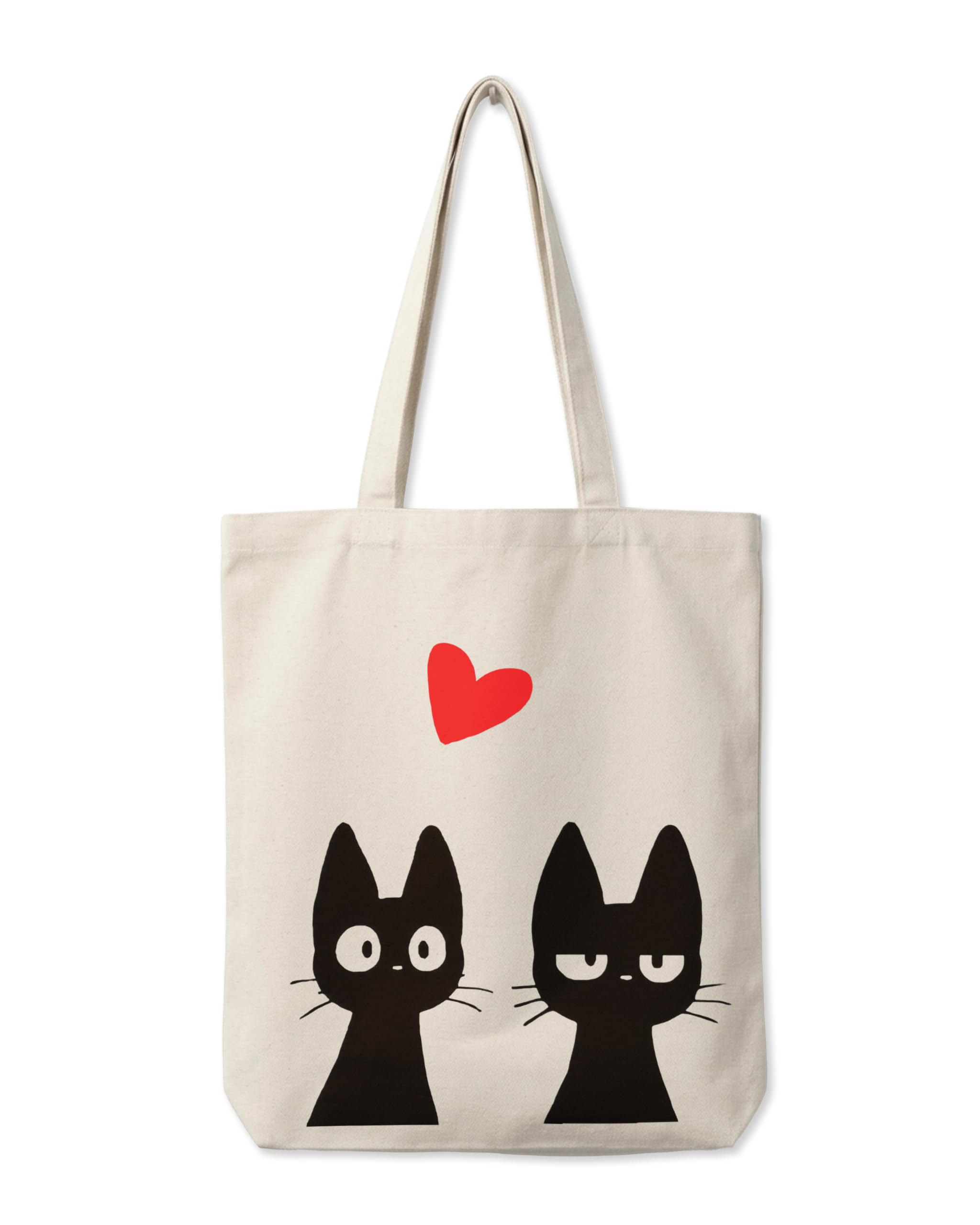 aurora trading Premium Cotton Tote Bag (380 GSM) - Cute Minimalist Love Cats Design. Durable and stylish for everyday essentials.