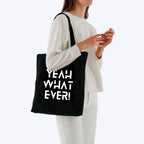 Peach Blossom Reusable Zipper and Pouch Tote Bags, 100% Cotton Shopping/Grocery Bag, Multi-Purpose Bag 5kgs Capacity, 2 Pack (Cbag_BlackJustduzz_BlackYaWtever)