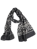 Gutthi Women's Cotton Stoles | Scarf Lightweight & Comfortable for All Seasons | Soft Floral Scarves, Size (100X180 CM) (Black)