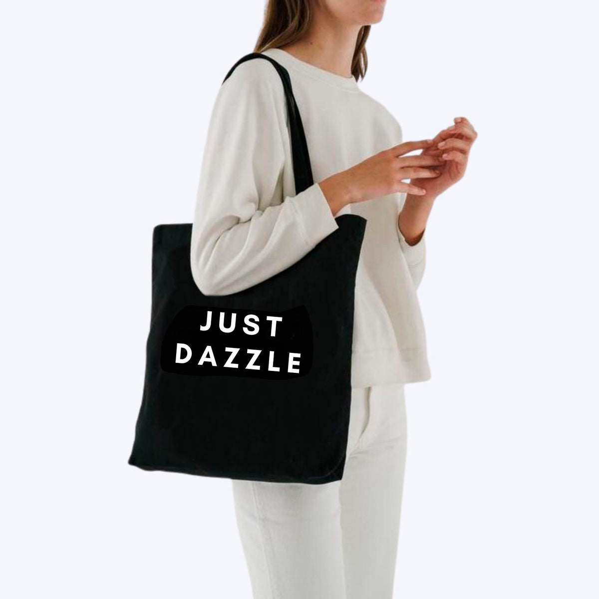 Peach Blossom Reusable Zipper and Pouch Tote Bags, 100% Cotton Shopping/Grocery Bag, Multi-Purpose Bag 5kgs Capacity, 2 Pack (Cbag_BlackJustduzz_BlackYaWtever)