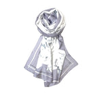 FAHABO Silk Scarf for Women – Soft, Lightweight Silk-Blend Hijab & Stole | Elegant Neck/Head Wrap Shawl | 73 x 35 Inches (Silver, Off White)