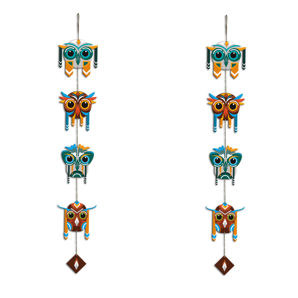 Artvibes Tribal Tiki Masks Wooden Wall Hanger for Home Decor | Living Room | Festive Decor | Decoration Wall Hanging Items | Wall Poster | Aesthetic Wall Art | Unique Gift Items (WH_5203N), Set of 2