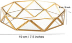 ARTINCO Gold Clear Glass Mirror Make up Vanity Tray Jewelry Organizer Cosmetic Display, Geometric Shape Perfume Display Decorative Tray for Home Decor Dresser Countertop 7.5 x 2 Inch Small