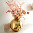 BEHOMA Metal Ball Round Metal Vase for, Gold