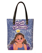 Kalankit Classic Tote Bag For Women | Canvas Printed Totes For Women | Aesthetic Shoulder College Bag For Girls | Vegan Leather Lightweight Everyday Handbag | Gift for Woman | We all got Crowns