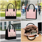ECOCARRY Cotton Tote Bag For Woman Stylish | Embroidered Canvas Hand Bag With Floral Design | Latest Casual Shoulder Bag Zipper For College Girls, Office, Daily Use, Travel, Beach, Shopping (Pink)