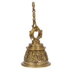 Artvarko Brass Big Temple Bell with Chain Radha Krishna, Shiva, Maa Durga, Hanuman, Lakshmi & Ganesha Engraved for Pooja Puja Room Mandir Ghanta Home Entrance Décor
