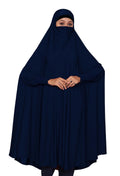 ICW Women Stretchable Jersey Smoking Sleeve Jilbab Cum Prayer khimar Hijab (Free Size) 60 Inch (Blue)