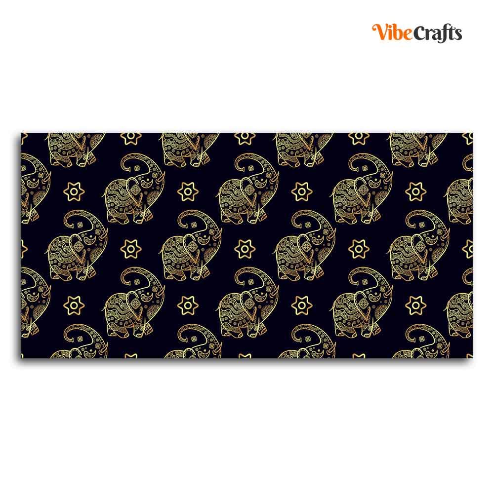 VIBECRAFTS Canvas Paintings for Living Room Drawing Room Elephant Madhubani Art Canvas Wall Painting Fitted With Wooden Frame for Home | Office | Gift (PTVCH_2417)