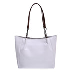 EARTHEA Women’s Faux Leather Tote Bag for Women | Stylish Shoulder Handbag with Zipper Closure & Spacious Compartments | Office Tote Bag for Women, Laptop & Daily Use | Large White Ladies Handbag