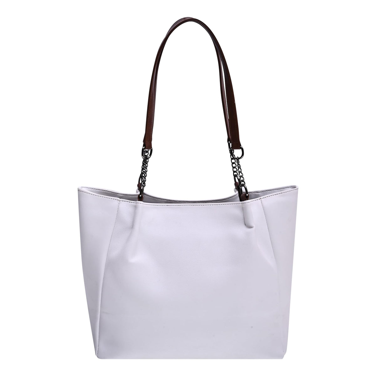EARTHEA Women’s Faux Leather Tote Bag for Women | Stylish Shoulder Handbag with Zipper Closure & Spacious Compartments | Office Tote Bag for Women, Laptop & Daily Use | Large White Ladies Handbag