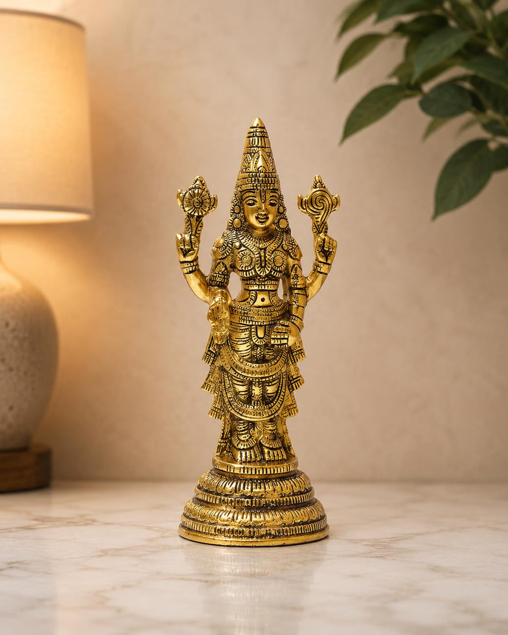 KridayKraft Aluminium Balaji Statue, Venkateswara Idol Lord Thirupathi Murti Lord Balaji Idols, Tirupati Idol God Statue Showpiece, Venkateswara, Home Décor Gifts,Gold (1 Piece)