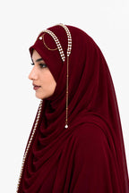 AL NOOR HIJAB Women's Pearl Chain Stone Hijab Scarf WIth Chiffon Dupatta