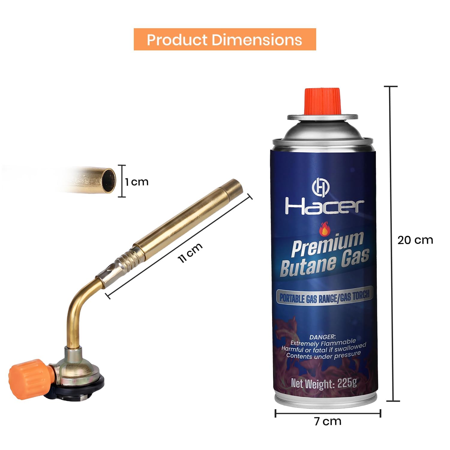 HACER Butane Brazing Blow Torch Single LPG Nozzle with 2 Butane Gas Canisters Multipurpose Heat Gun For Outdoor Use Cooking Copper Pipe Welding Camping Jewelry Repair Work Tool Burner