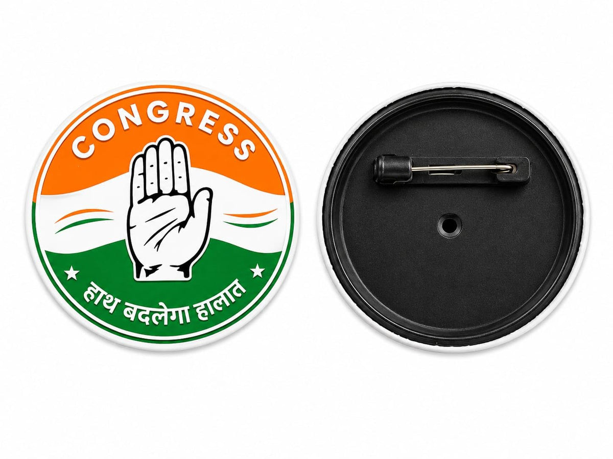 Shrim Aaradhya Congress Scarf with Badge Combo, Cotton, Unisex || Indian National Congress Party Patka || Haath Badlega Halaat || Congress Political Party Badge || Congress Gamcha Muffler