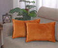 RD TREND® Corduroy Cushion Cover Set of 2, Striped Double Sided Decorative Throw Pillowcases for Sofa, Bed & Living Room Rectangular Long Cushion Covers 18x28 inches | Golden