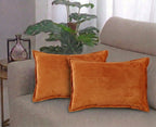 RD TREND® Corduroy Cushion Cover Set of 2, Striped Double Sided Decorative Throw Pillowcases for Sofa, Bed & Living Room Rectangular Long Cushion Covers 18x28 inches | Golden