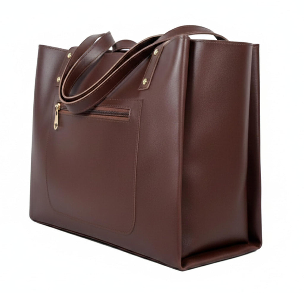 Zutiva tote bag for women office use - Brown Vegan Leather Tote Bag for Work-Office, Laptop 15-inch Fully Embossed Shoulder Handbag Stylish & Durable