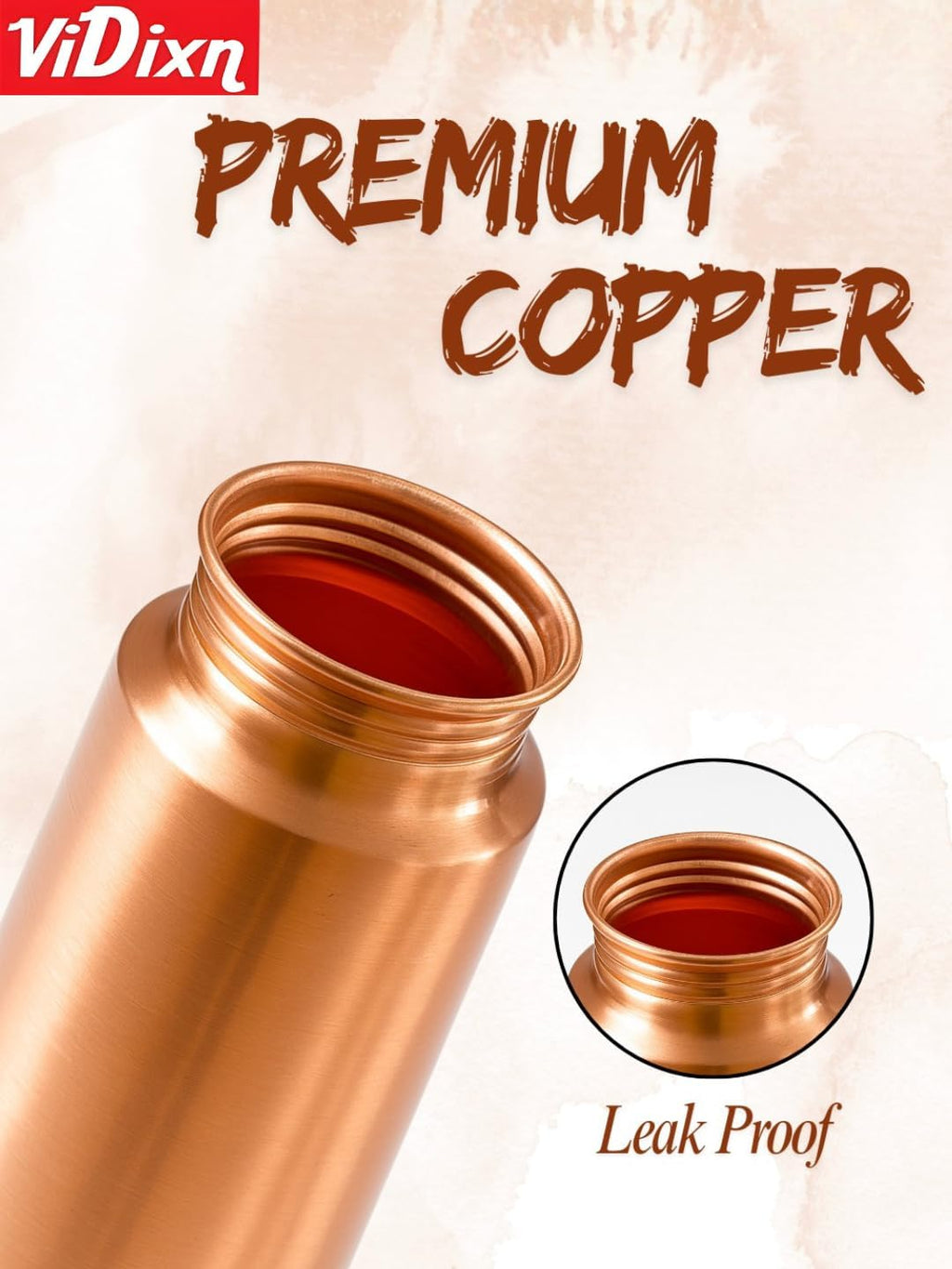 viDixn 100% Pure Copper Water Bottle 950ml – Ayurvedic Leak-Proof Copper Bottle for Drinking Water – Handcrafted Mandala Design – BPA-Free & Eco-Friendly – Improves Immunity & Digestion