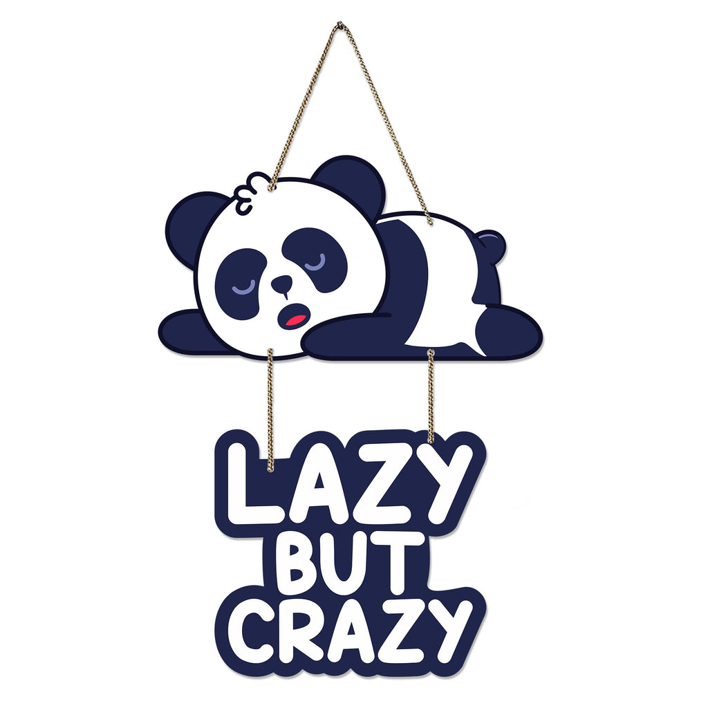 Artvibes Lazy But Crazy Printed Wooden Wall Hanging for Living Room | Quotes Decor Item | Printed Wall Decoration | Wall Illustrations | Graphic Print Artwork | Unique Gift | Cafe Decor(WH_5735N)