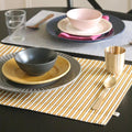 THE YARD HOUSE Placemats - Reversible & Wipeable Cotton Placemats (Ochre Mirage & Grey Chambray, Set of 6) Kafalo