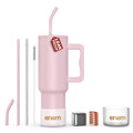 enem Tumbler, Rose Whisper, Tumbler with Metal Straw, Sipper, with Lid Leak Proof, 1 Metal Ice Cube, 1 Copper Spring (Tamba), Base Protector, Mug Travel, 1.2L