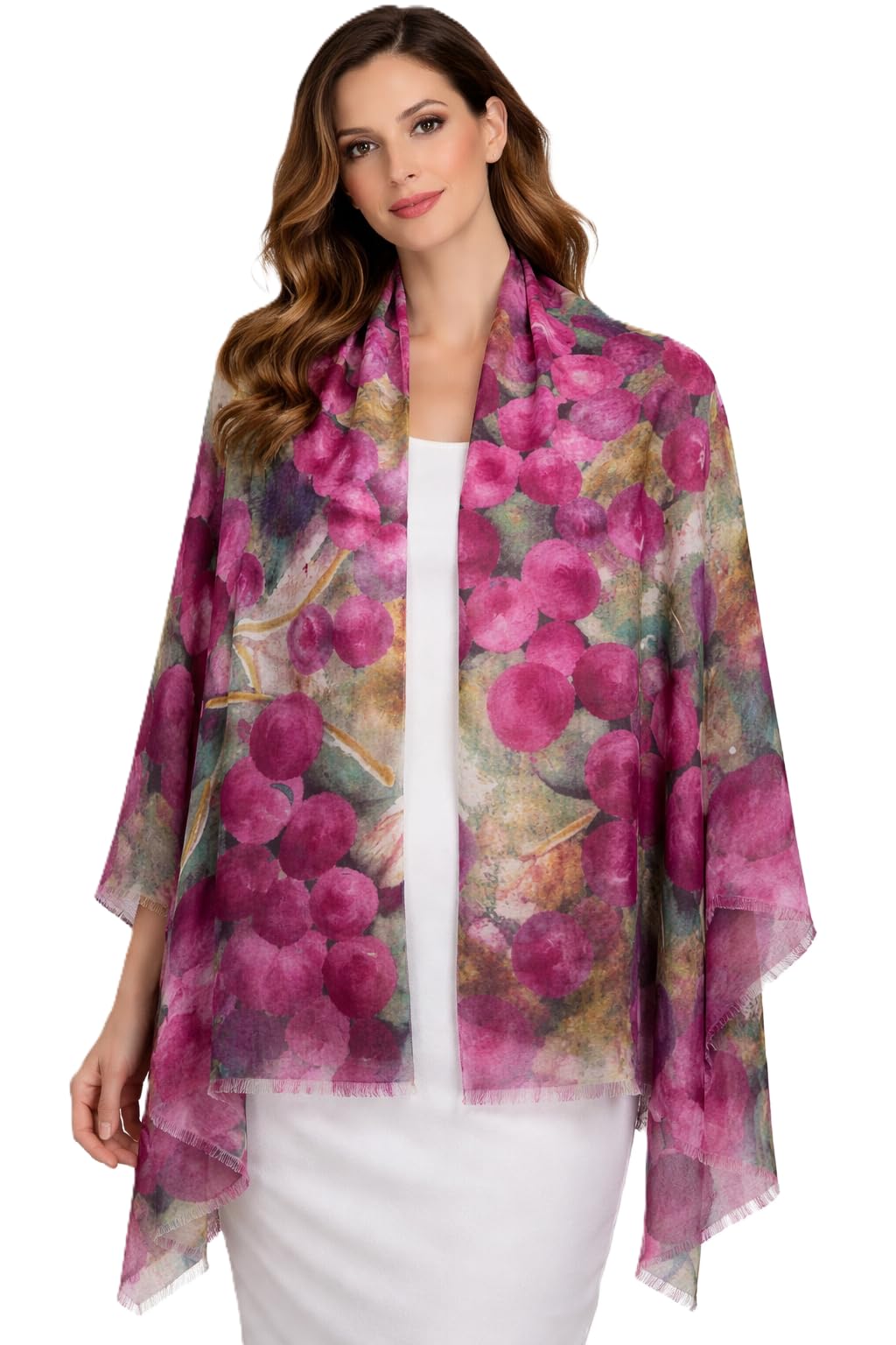 VIC Cotton Modal Digital Print Scarf for Women | Digital Print Designer Stole | Soft Lightweight Luxury Wrap | Premium Silk Modal Blend | 55 x 170 cm | VIC-SM-DP5517 (Vibrant grape)