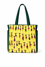 Vaishnavi Solapur Creations Warli Printed Cotton Tote Bag for Women | Ethnic Handmade Shoulder Handbag | Reusable Eco-Friendly Shopping & Daily Use Bag (Yellow)