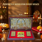 House Of Wemy Maa Durga Pocket Temple for Wedding Gift, Housewarming Gift & Pooja Room Decor | Gold Plated Ambe Maa Photo Frame with Charan Paduka - 8.4 x 4.5 Inch - Pack of 1