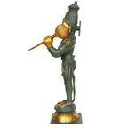 ARTVARKO Brass Lord Bhagwan Hanuman Murti for Home Puja Idol Bajrangbali with Gada on Shoulder Height 21 Inches