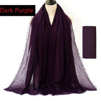 guiyal Cotton Blend Vintage Soft Scarf With Fringed Edges, Crinkle Dark Purple, 70*35''